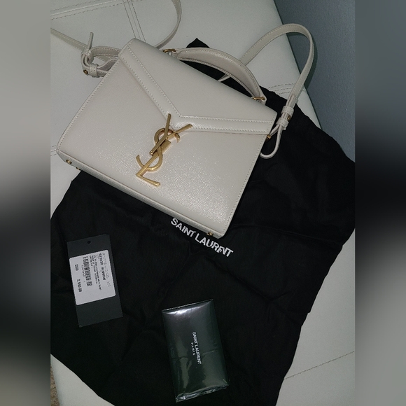 Yves Saint Laurent Handbags - NWT YVES SAINT LAURENT Monogram Ivory Leather Convertible Crossbody Purse